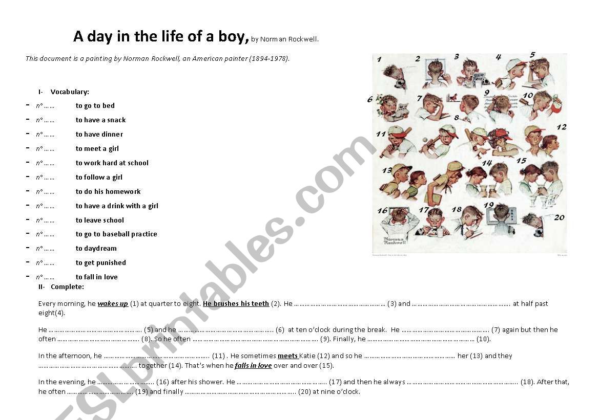 Daily Routine-A Day in the Life of a Boy by Norman Rockwell