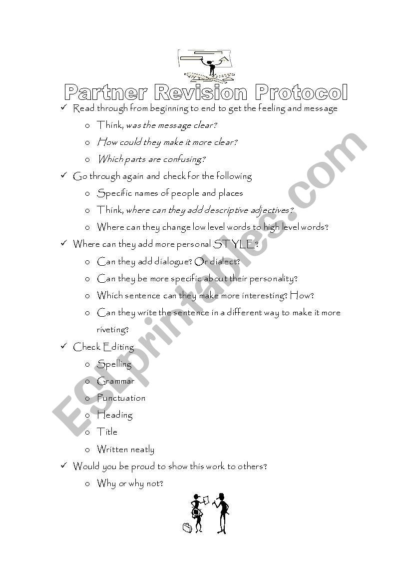 Partner Revision Protocol worksheet