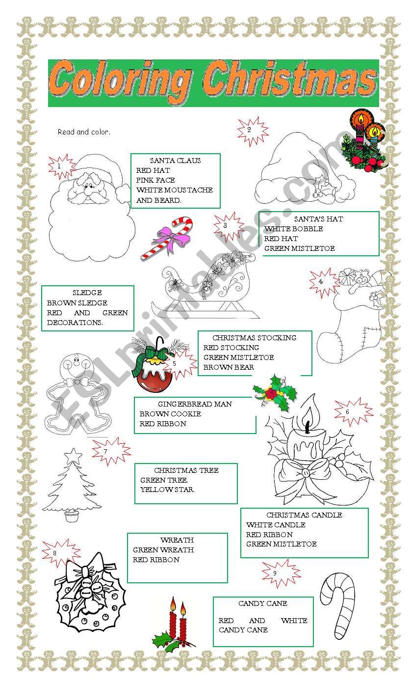 Coloring christmas worksheet