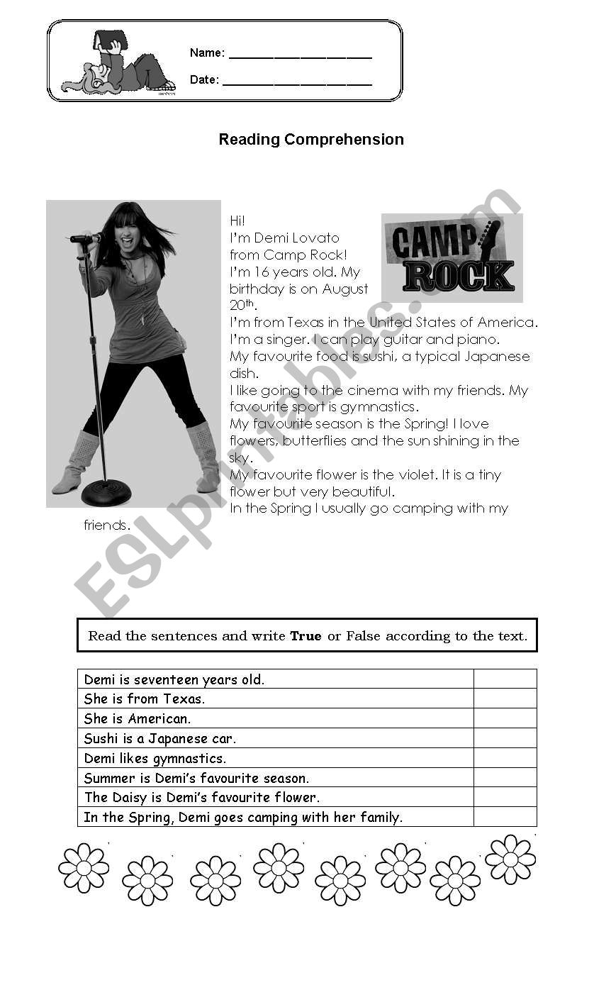 reading activity worksheet