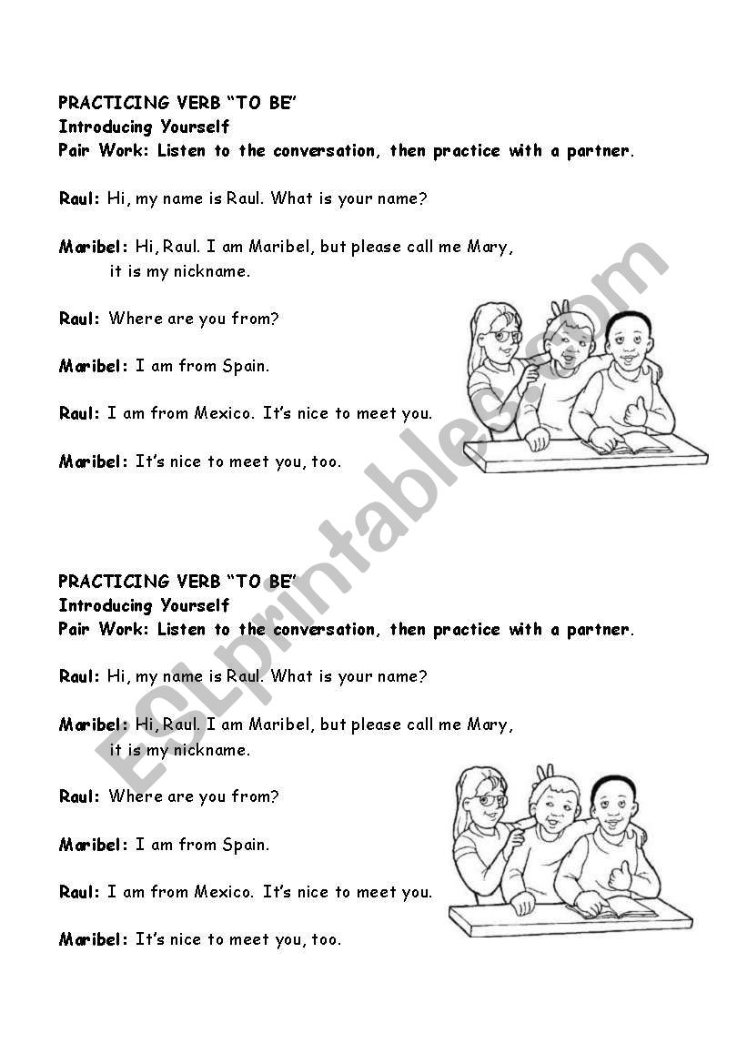 Verb to Be Conversations worksheet