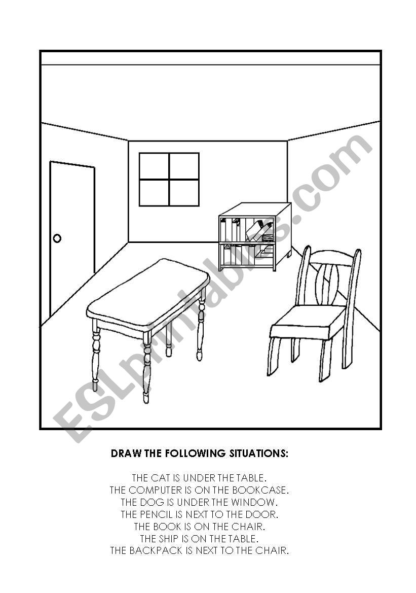 In the Room - Prepositions worksheet