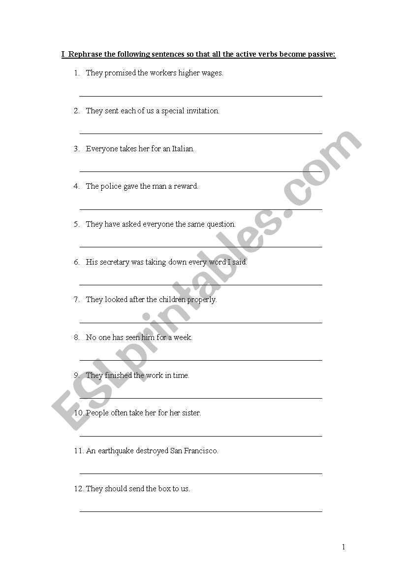 Passive voice worksheet