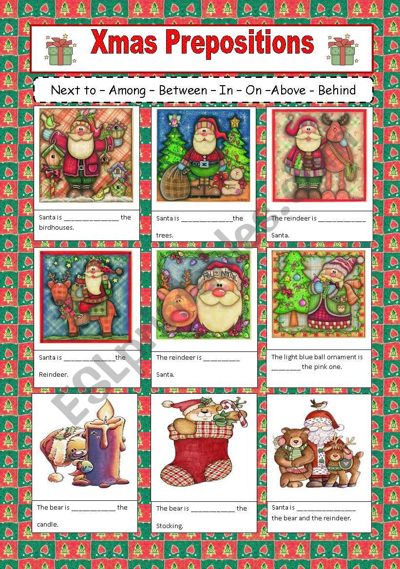 Christmas Prepositions worksheet