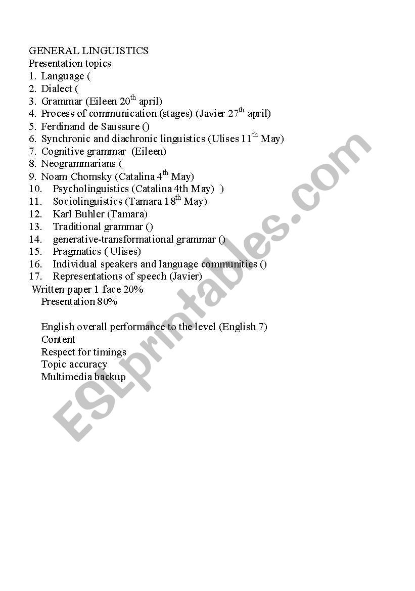 APPLIED LINGUISTICS worksheet