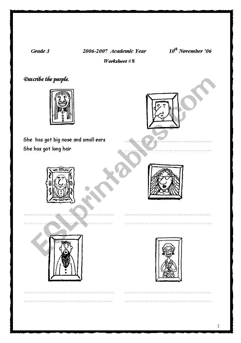 DESCRIBING PEOPLE worksheet