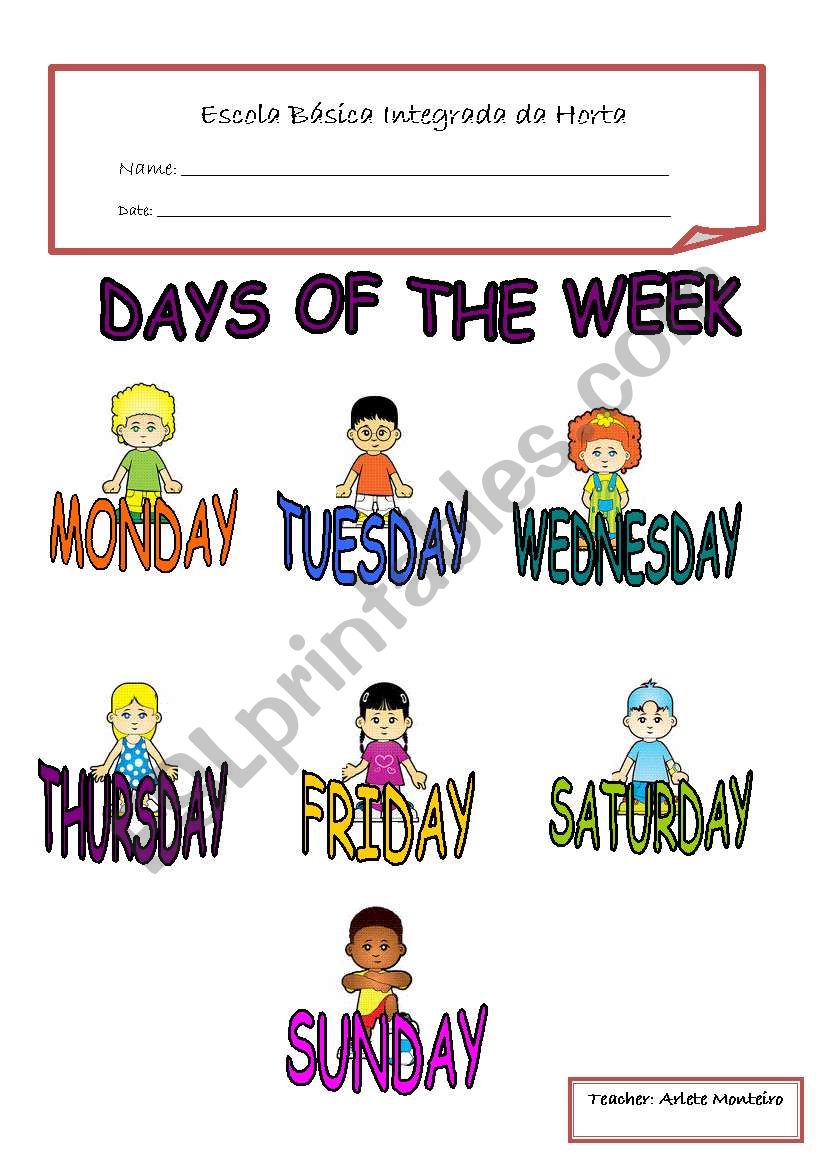 Days of the week worksheet