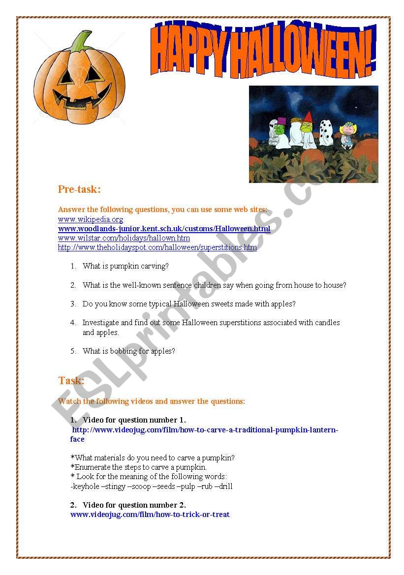 HALLOWEEN: INVESTIGATE AND WATCH! - ESL worksheet by preiselbeeren