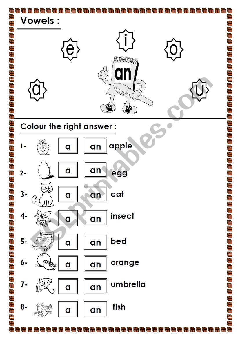 Vowels worksheet