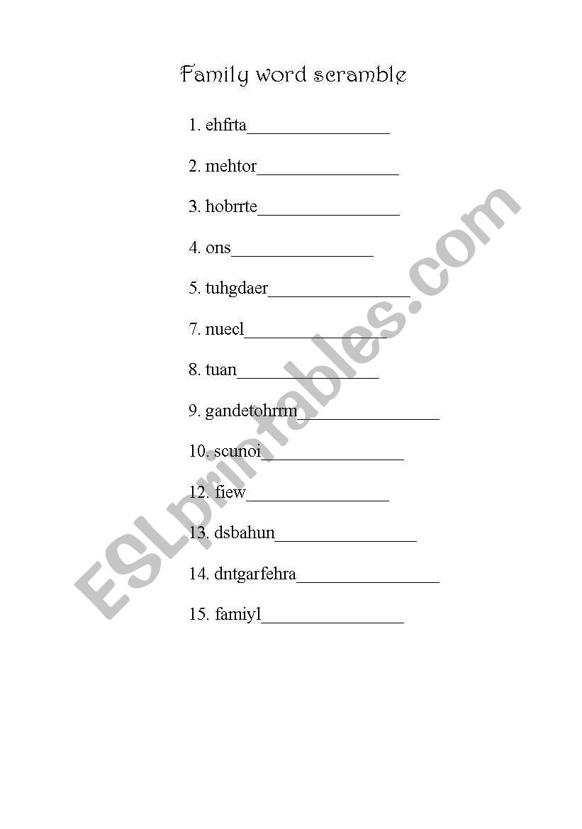 Family worksheet