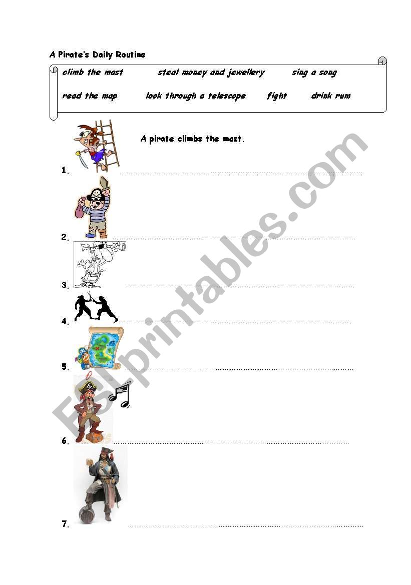 A Pirates Daily Routine worksheet