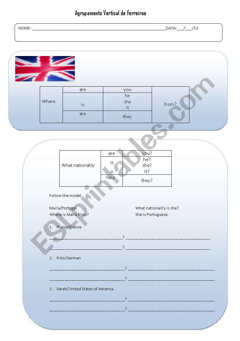 Nationality worksheet