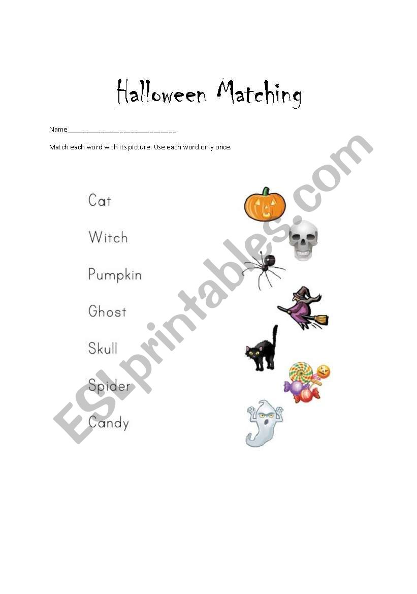Halloween matching worksheet
