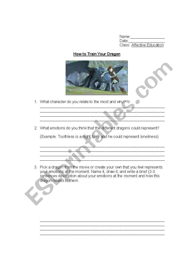 How to Train Your Dragon worksheet