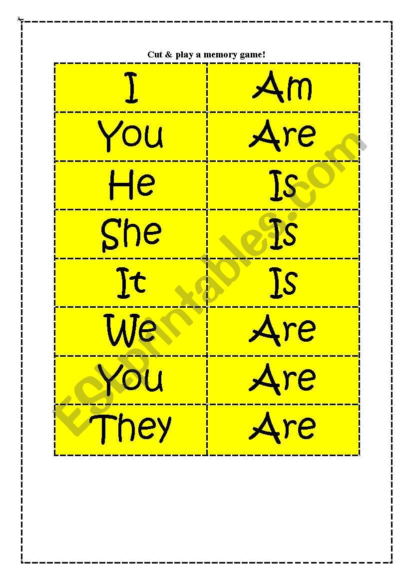 memory game worksheet