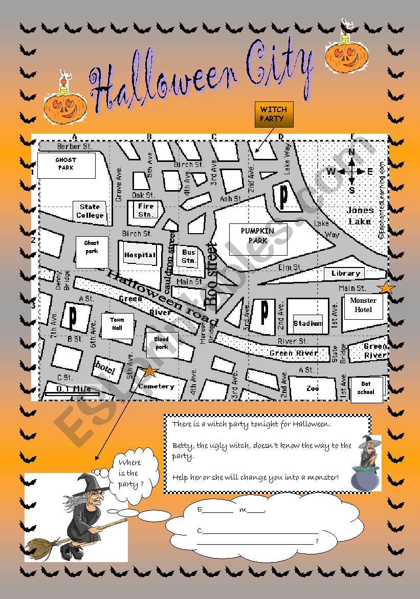 Halloween City: directions worksheet