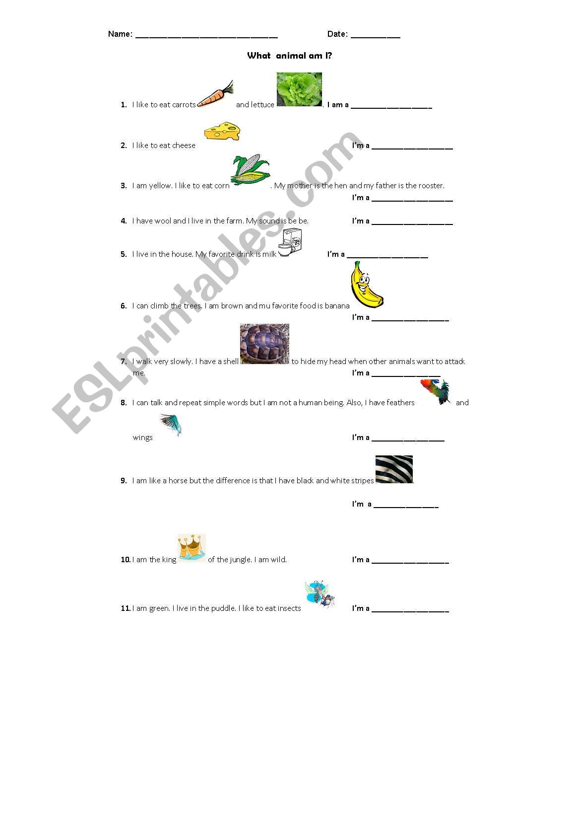 ANIMALS worksheet