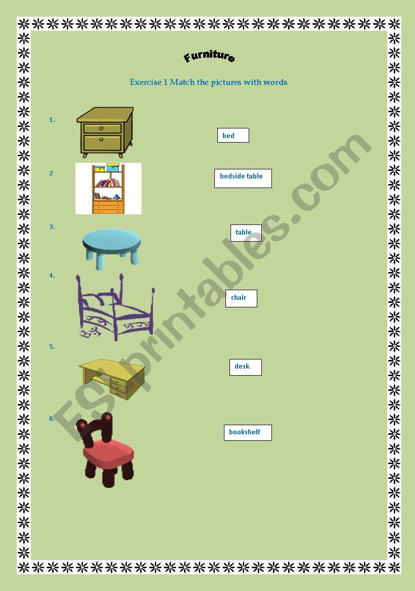 Furniture worksheet