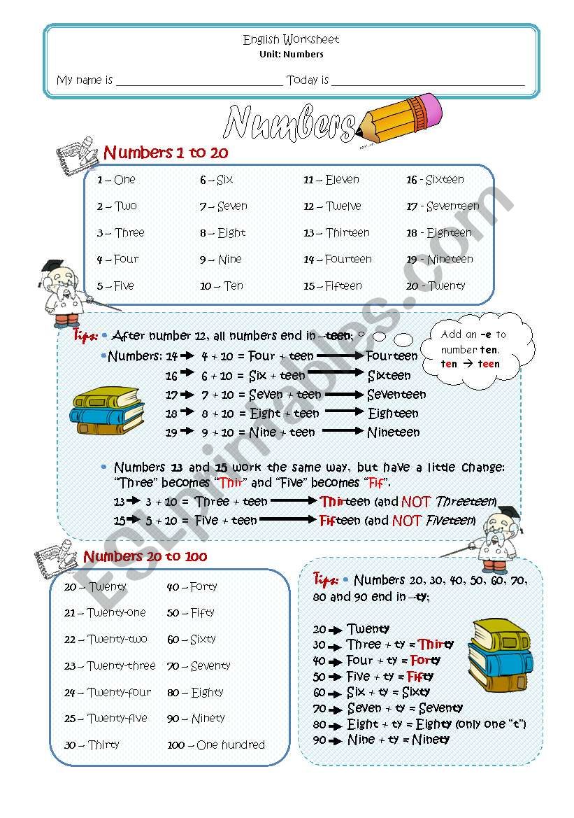 Numbers 1-100 worksheet