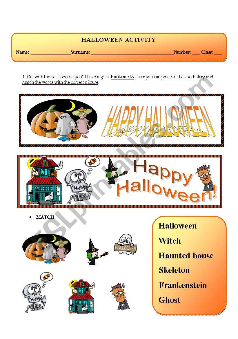 HALLOWEEN ACTIVITY 2 worksheet