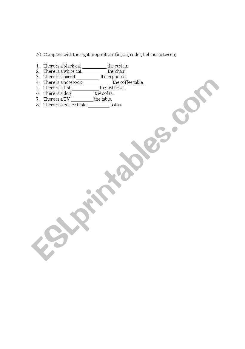 Prepositions worksheet