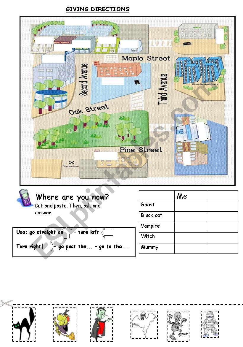 Halloween:Giving Directions worksheet