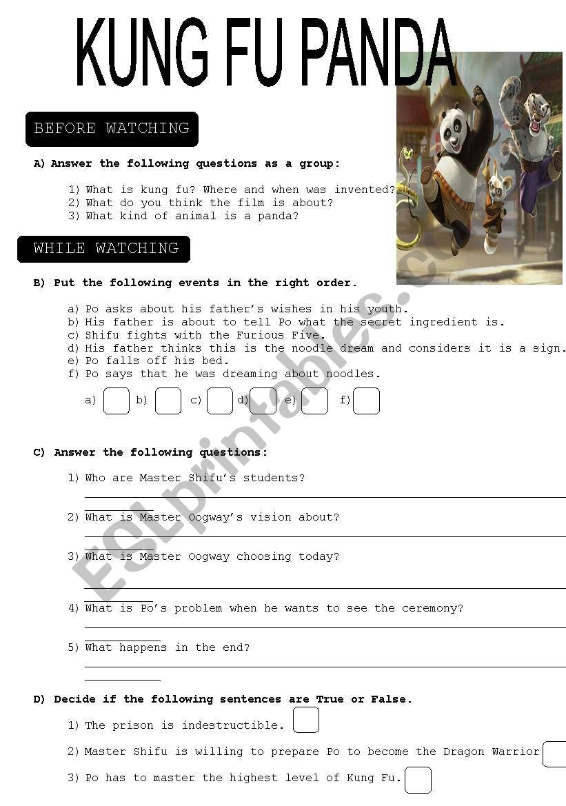 Kung Fu Panda  worksheet