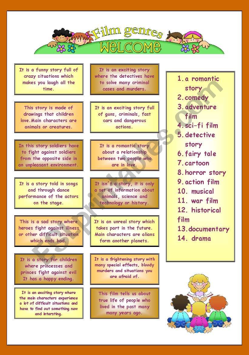 TYPES OF FILMS description worksheet