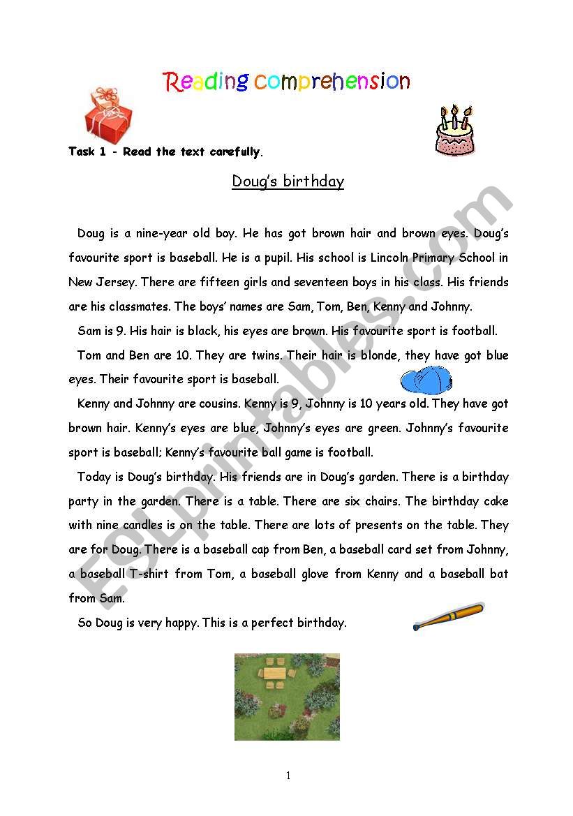 Reading comprehension - Dougs birthday