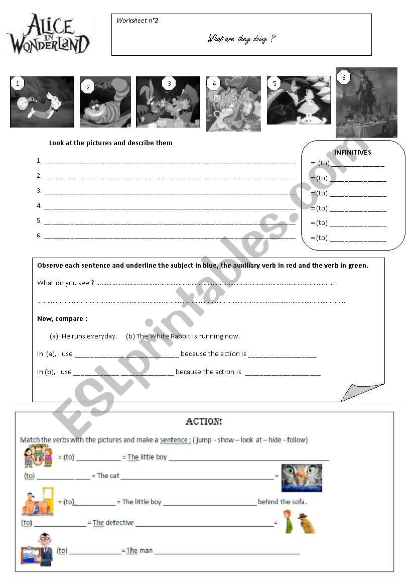 Alice in Wonderland (5/8)present be-ing - worksheet