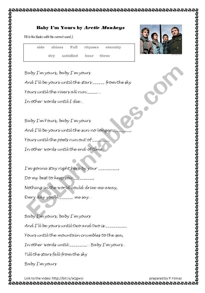 Baby Im Yours Song Exercise worksheet