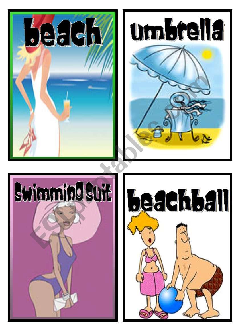 beach flashcards worksheet