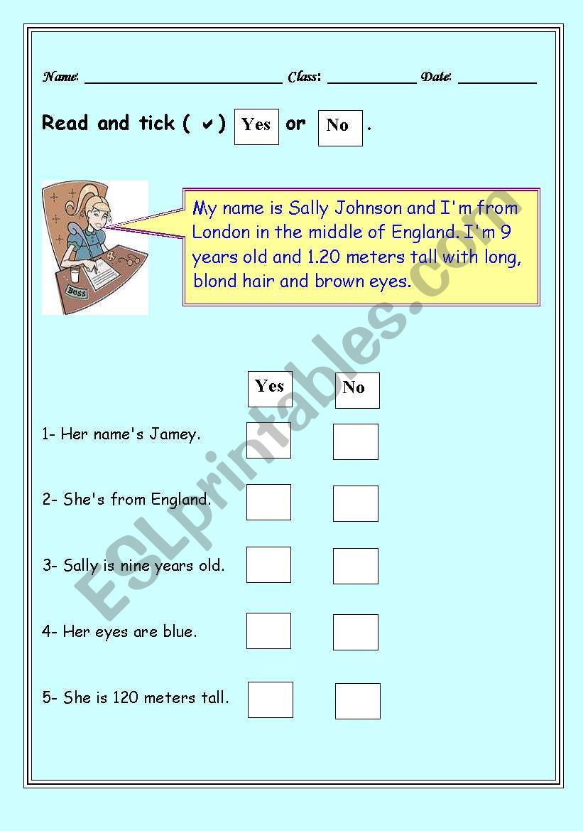 Reading Comprehension worksheet