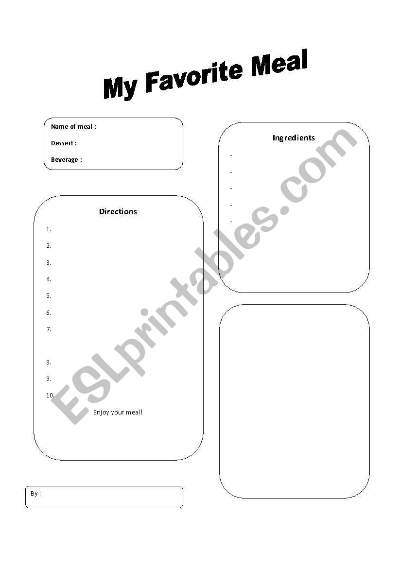 Recipe Project worksheet