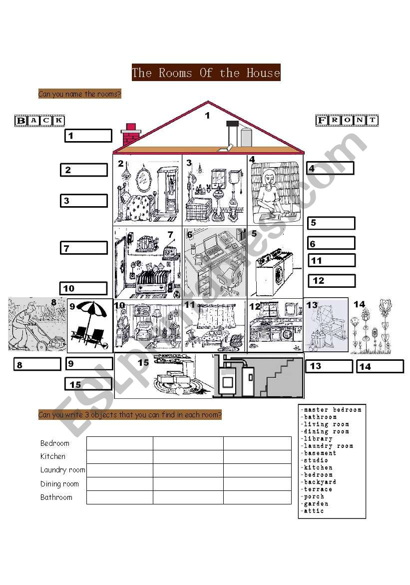 House and Furniture worksheet