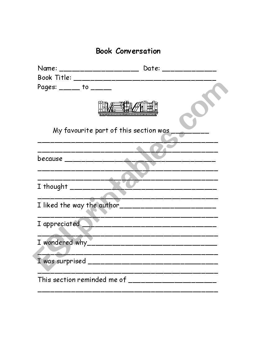 Book Conversation worksheet