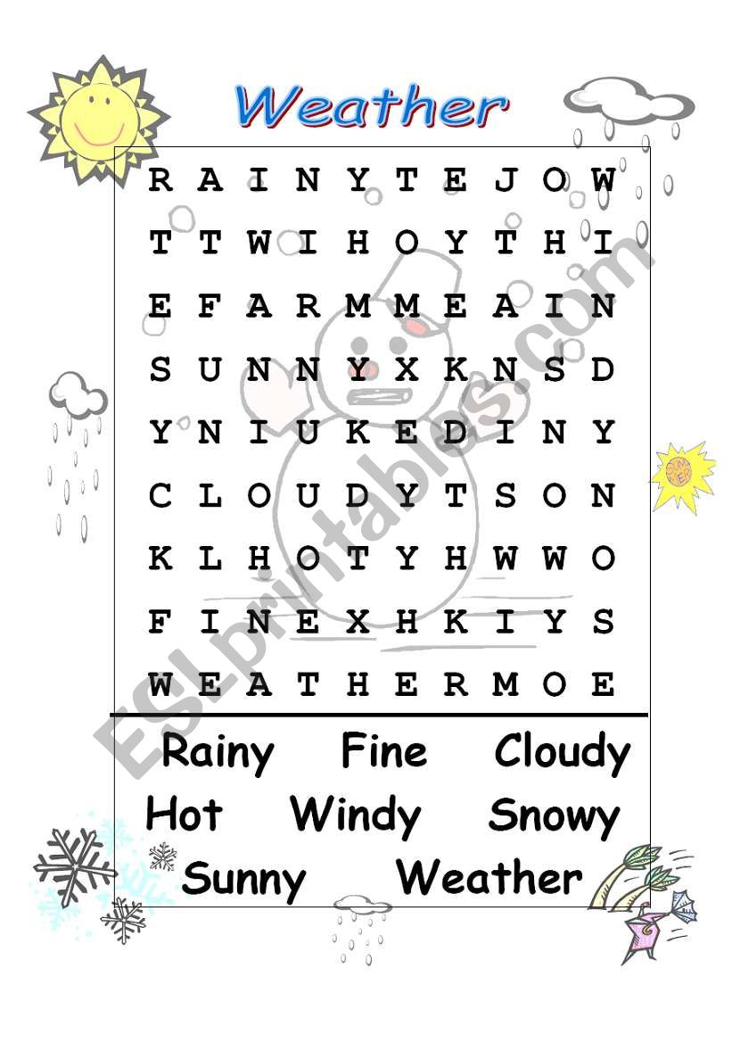 weather wordsearch worksheet