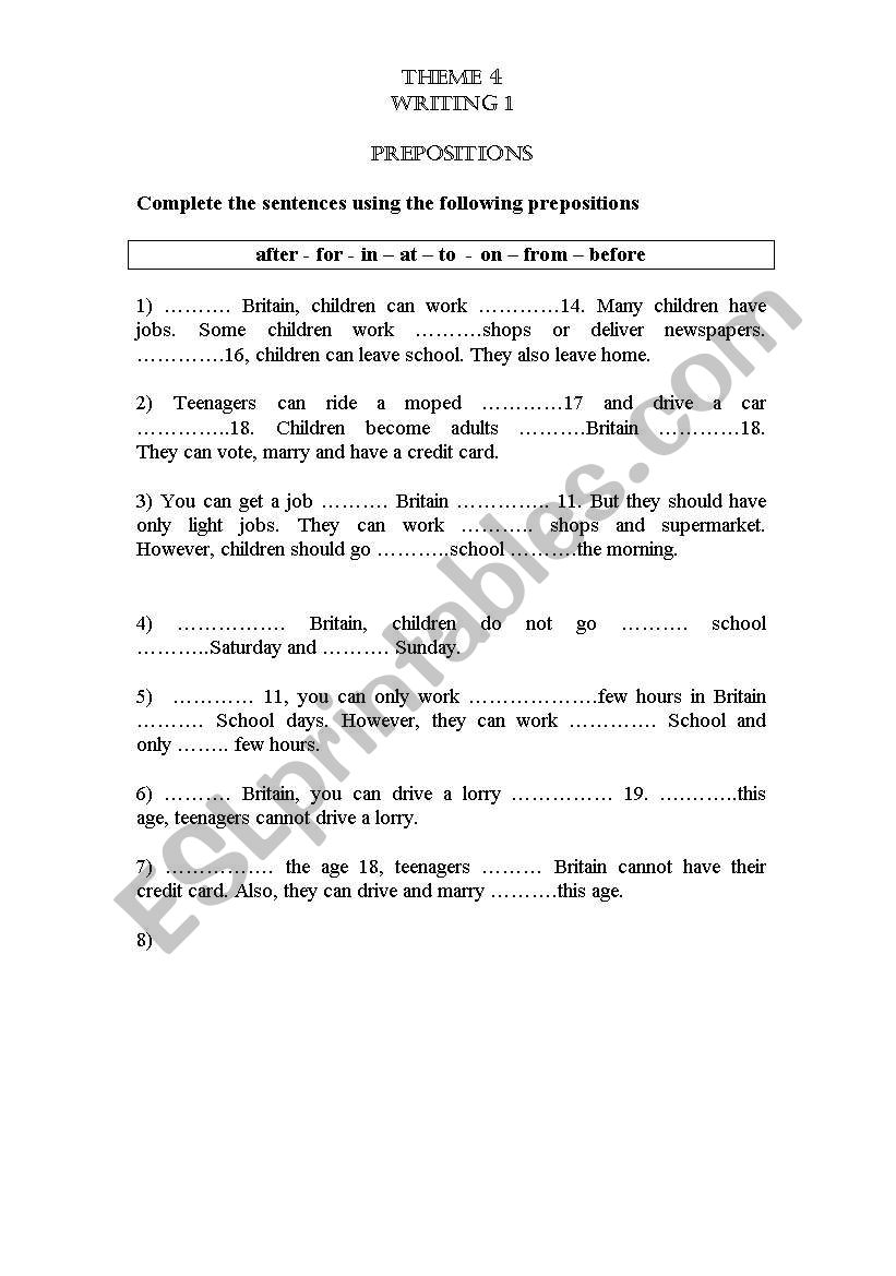 Prepositions 2  worksheet
