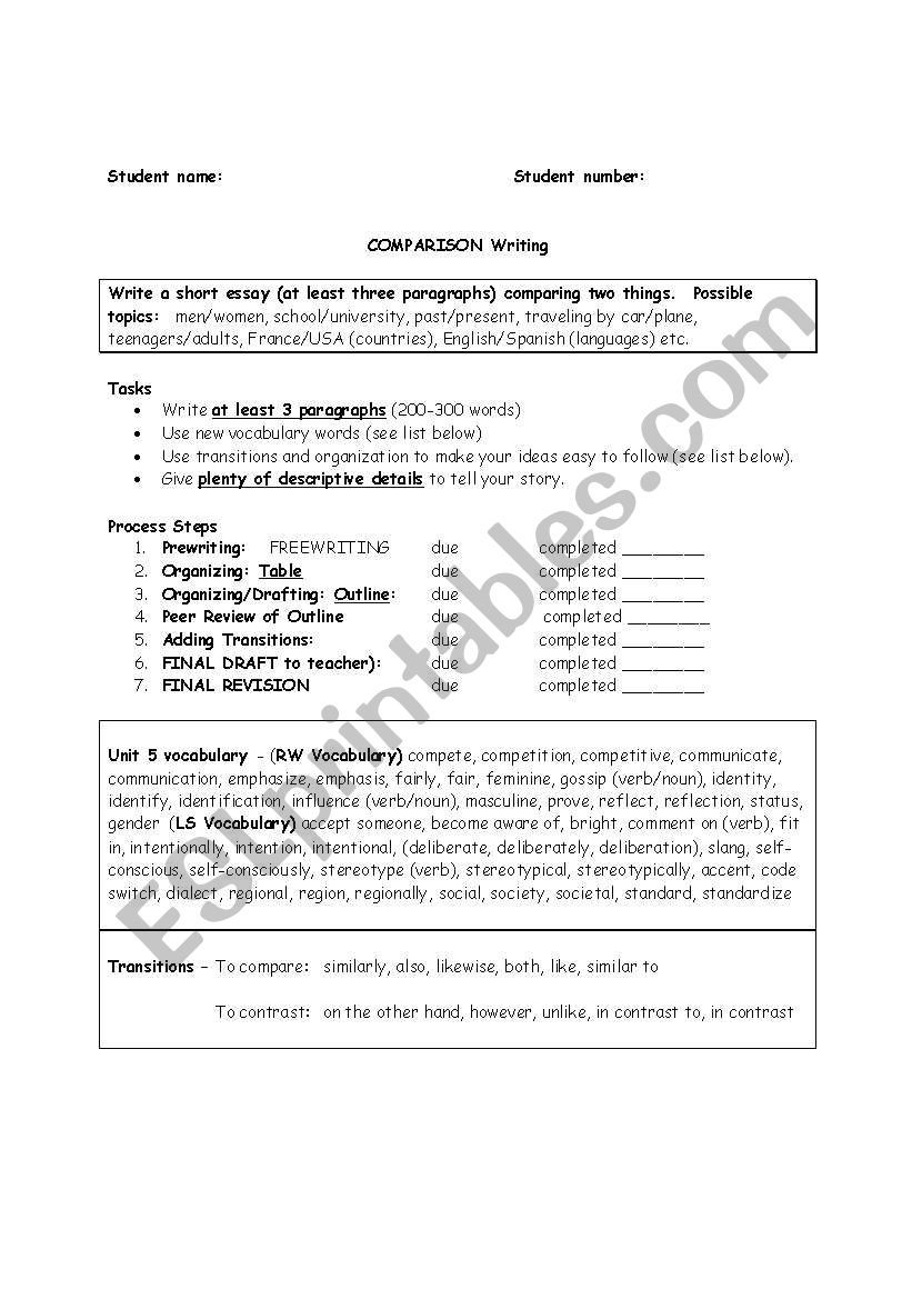 Essay Writing: Compare and Contrast 