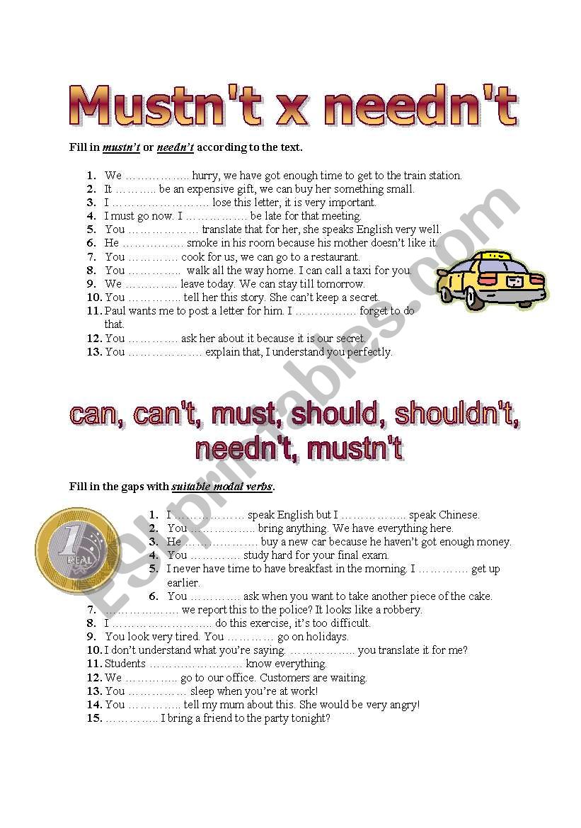 Basic modal verbs worksheet