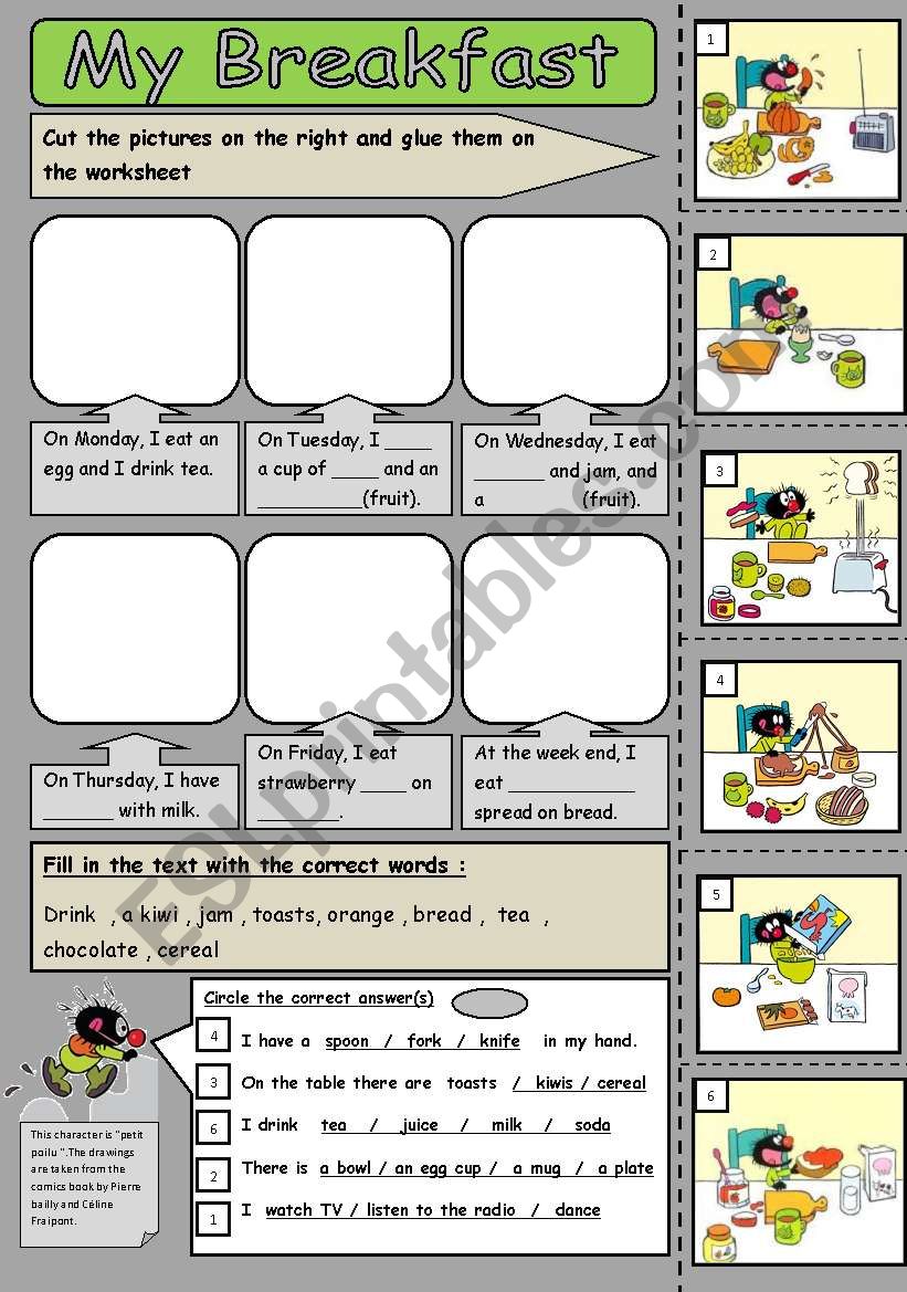 breakfast worksheet