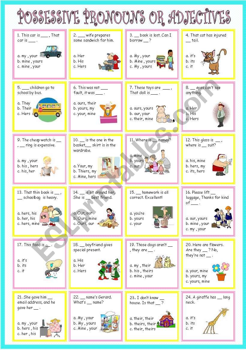 Possessive pronouns or Possessive adjectives