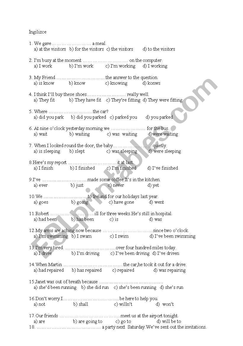 esl worksheet
