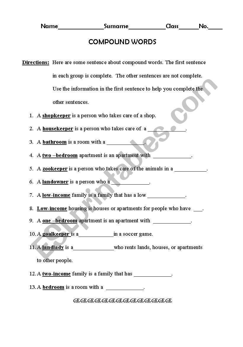 Compound Words worksheet