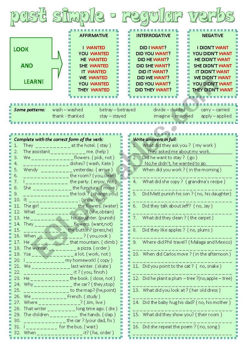 PAST SIMPLE_REGULAR VERBS worksheet