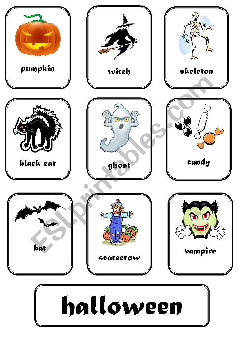 Halloween flashcards worksheet
