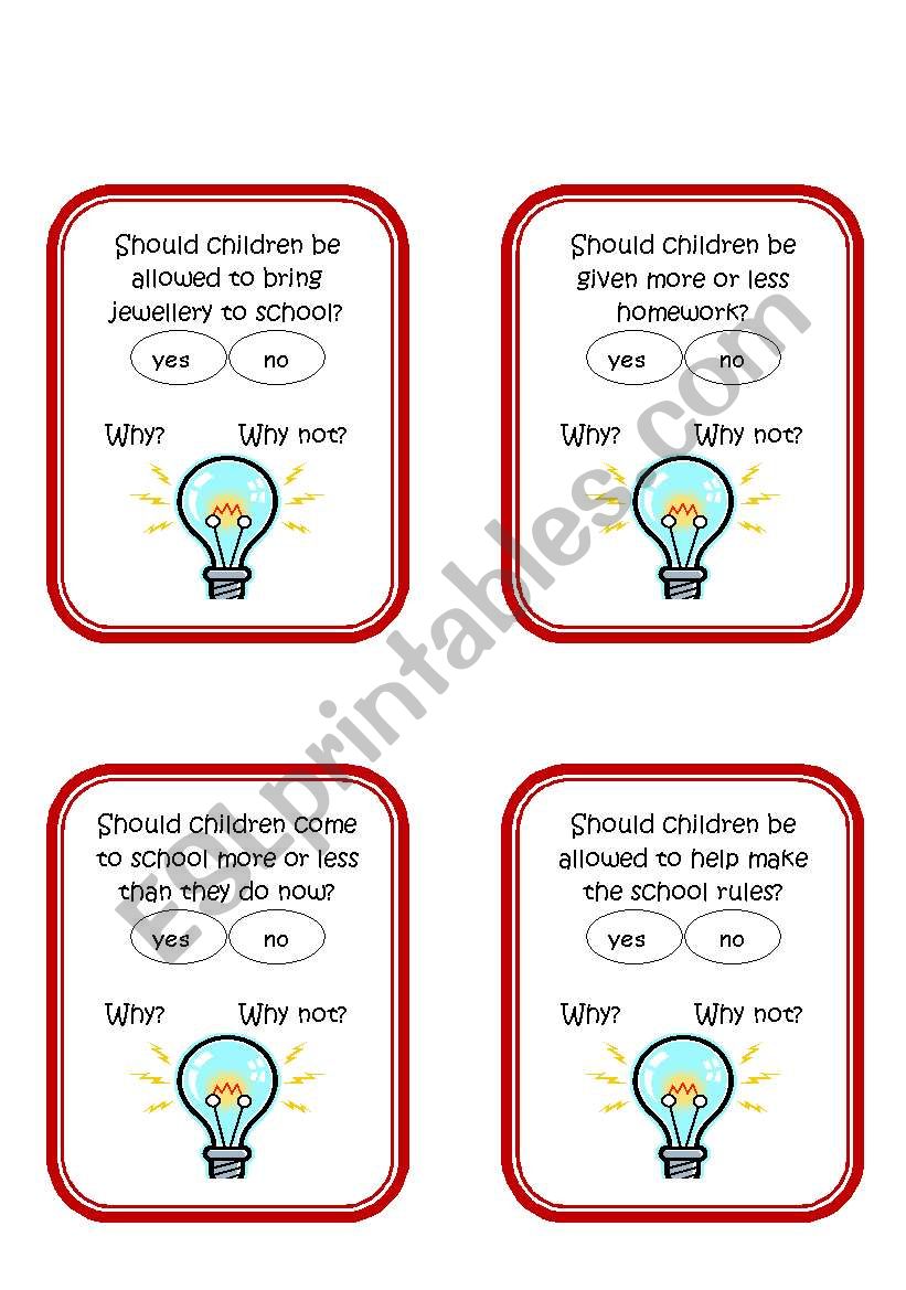 Conversation cards worksheet