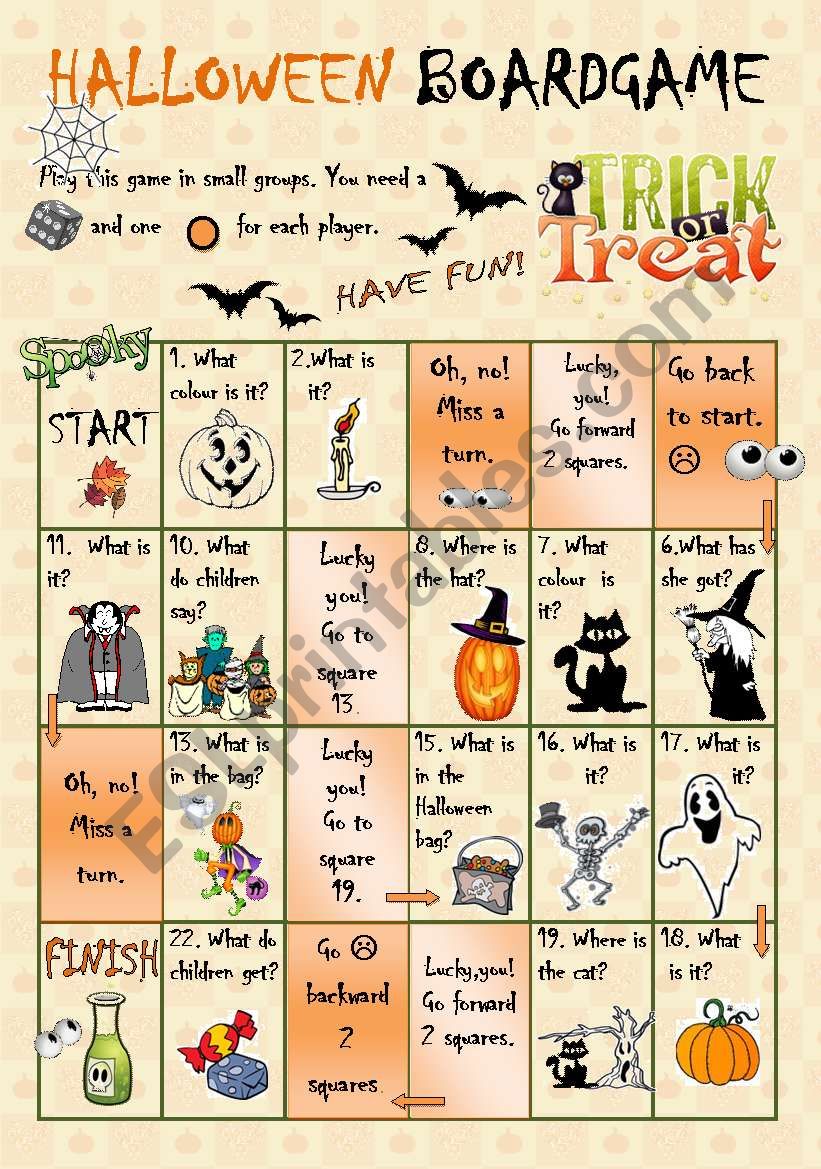 Halloween Boardgame worksheet