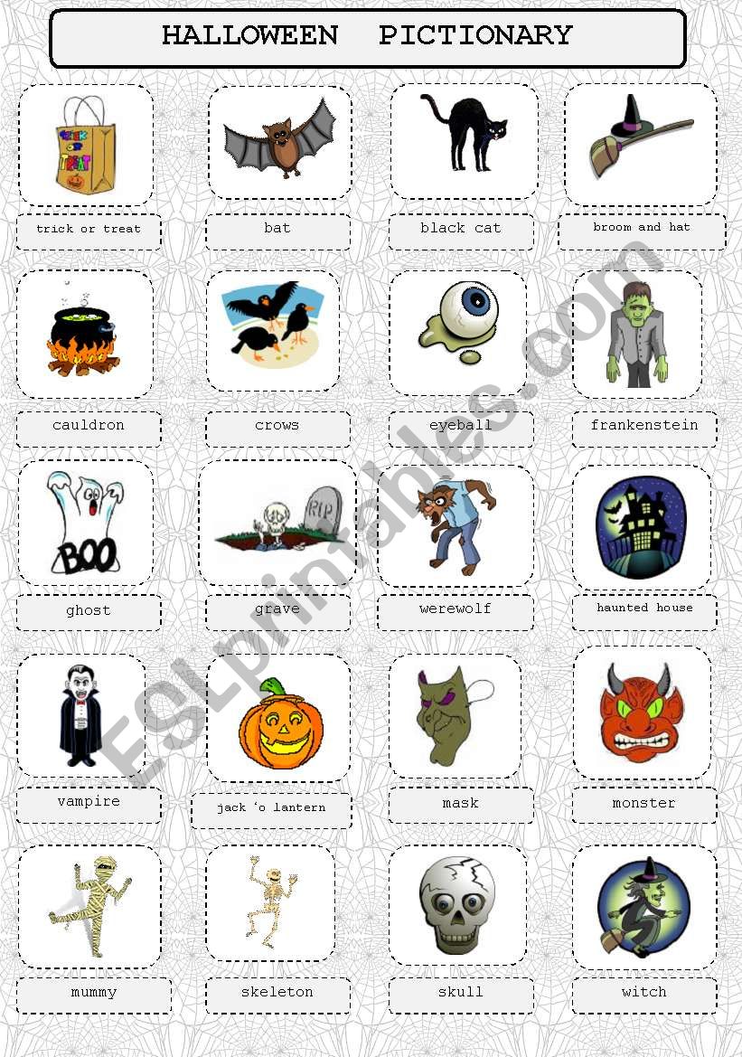 HALLOWEEN PICTIONARY worksheet