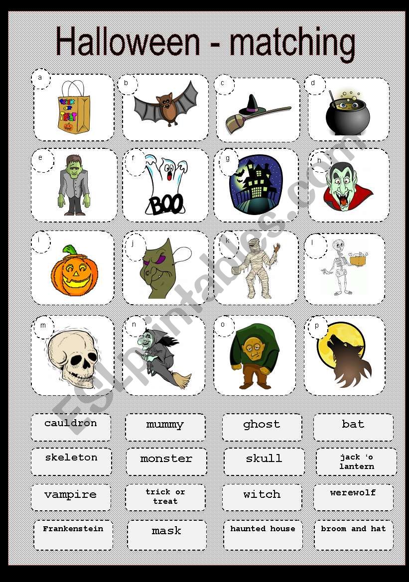 HALLOWEEN MATCHING - ESL worksheet by jannabanna